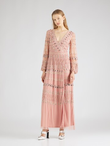 Frock and Frill Evening Dress in Pink: front
