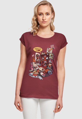 ABSOLUTE CULT Shirt 'Deadpool - Merchandise Royalties' in Rood: voorkant