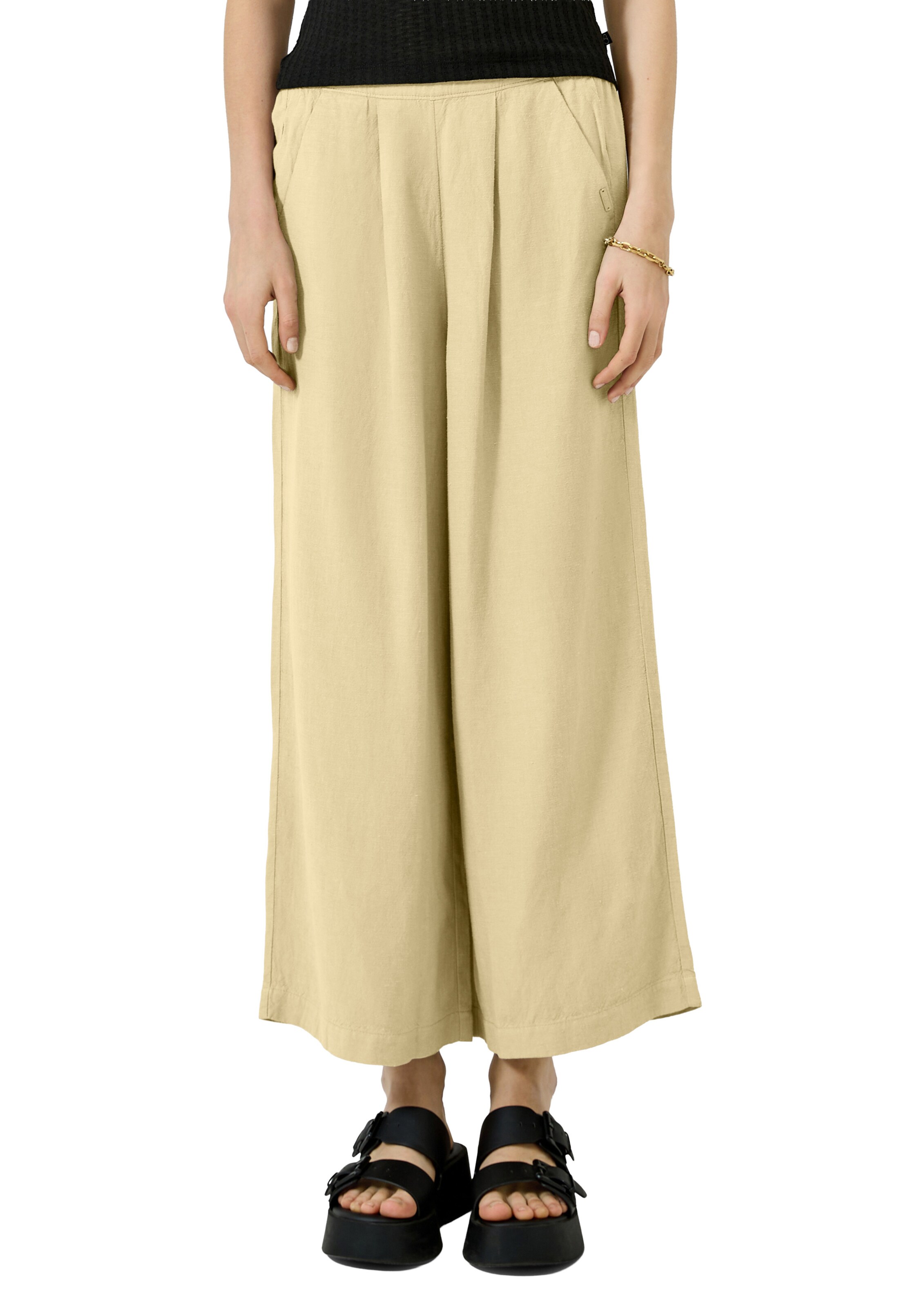 QS Wide leg Pleat-front trousers in Yellow: front