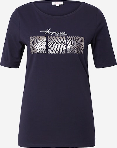 s.Oliver T-shirt en bleu foncé / argent / blanc, Vue avec produit