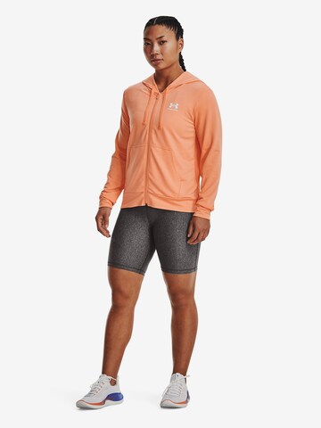 UNDER ARMOUR Athletic Zip-Up Hoodie 'Rival Terry' in Orange