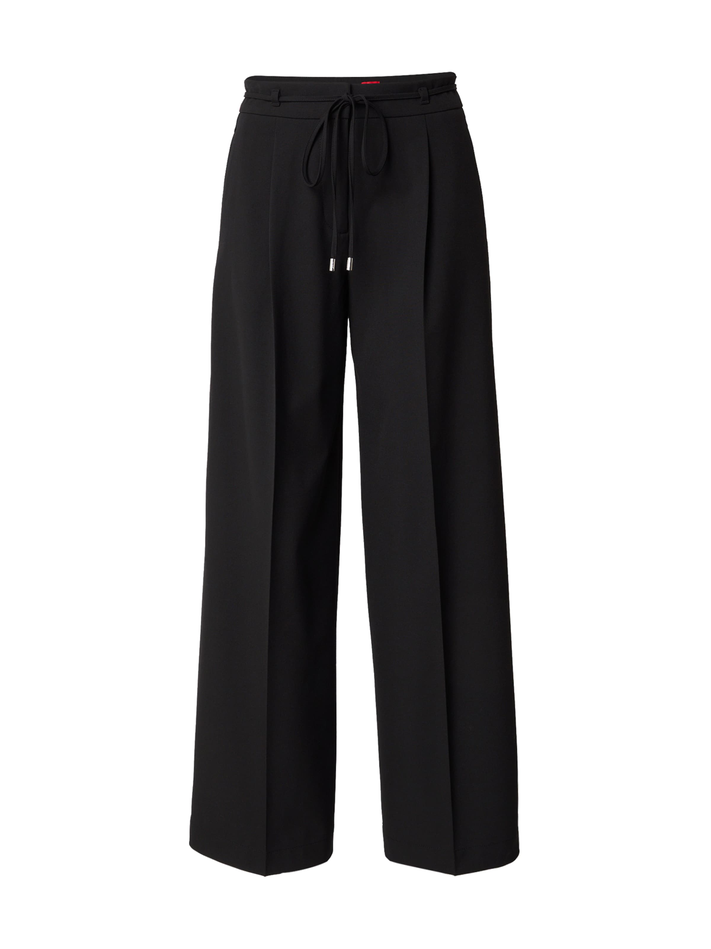 HUGO Laiad sääred Voltidega püksid 'Haminde', värv must: eest vaates