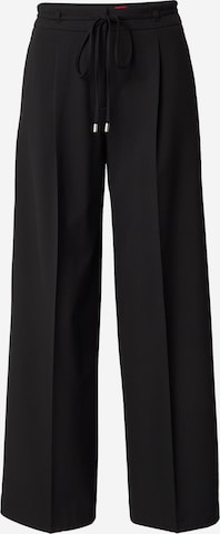 HUGO Wide leg Pleat-front trousers 'Haminde' in Black: front