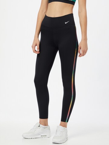 Skinny Pantaloni sport de la NIKE pe negru: față