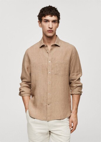 MANGO MAN Regular fit Button Up Shirt 'Avispa' in Beige: front