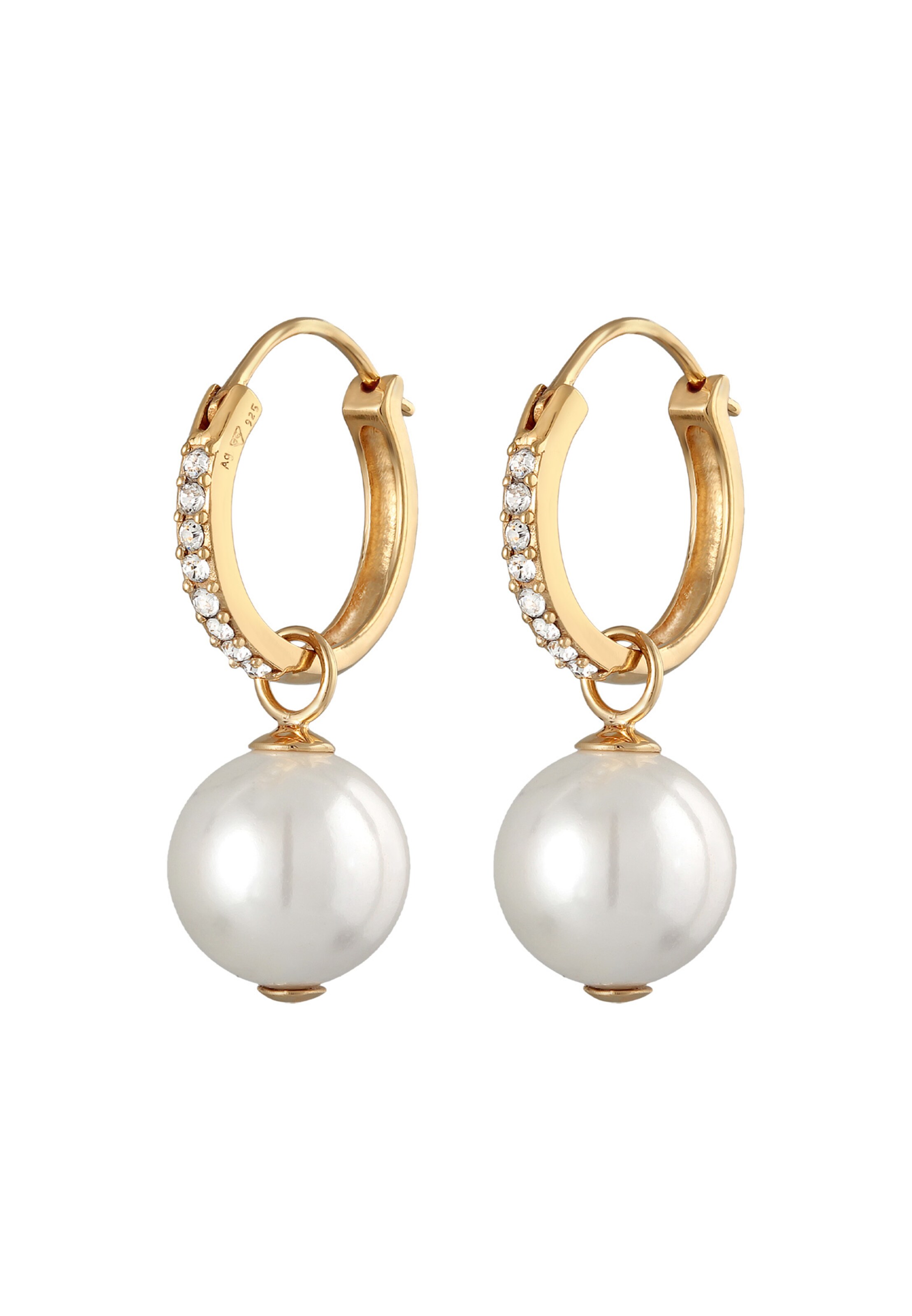 ELLI Boucles d'oreilles en or / transparent / blanc perle, Vue avec produit