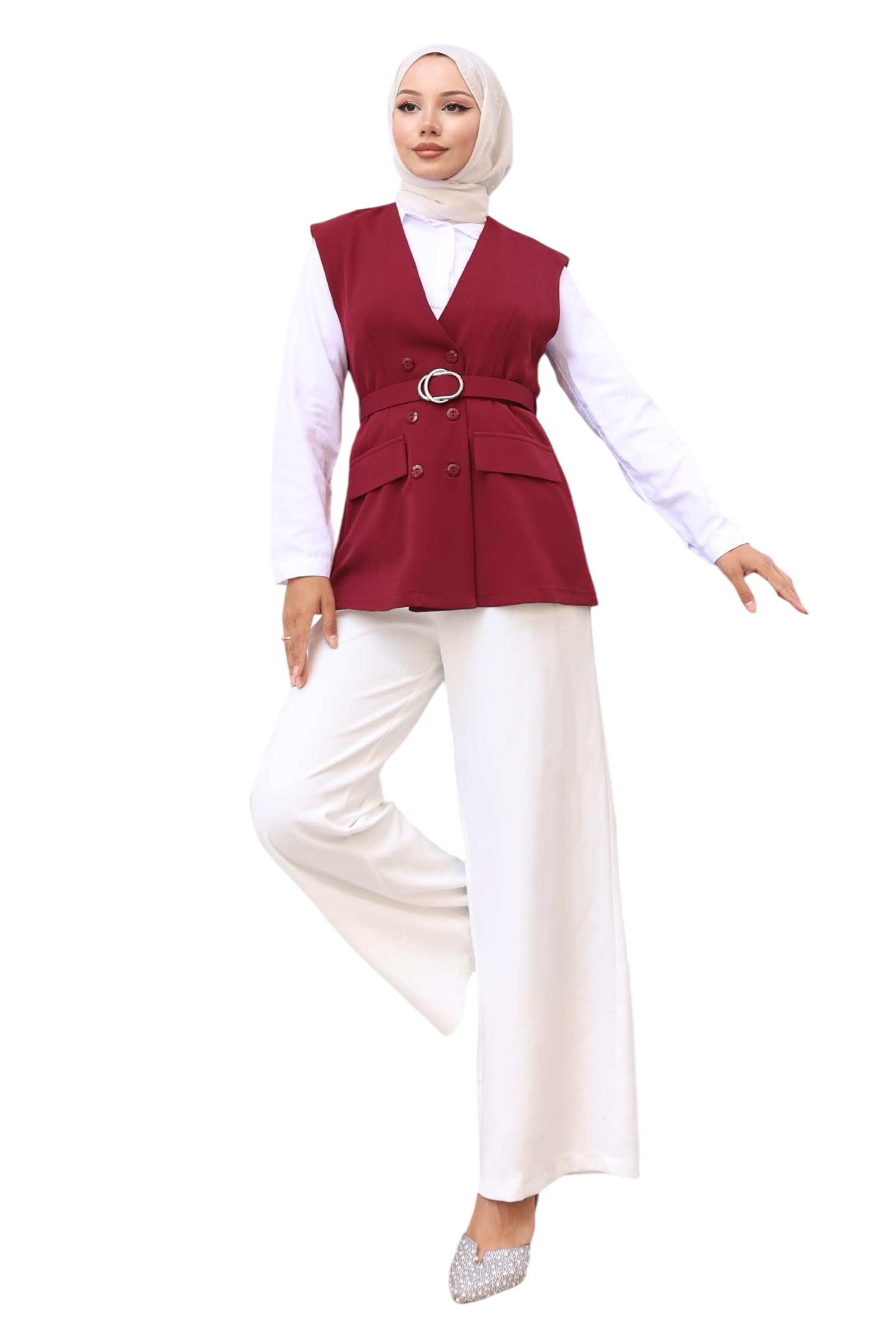 Pantalons de tailleur MODAMIHRAM en rouge : devant