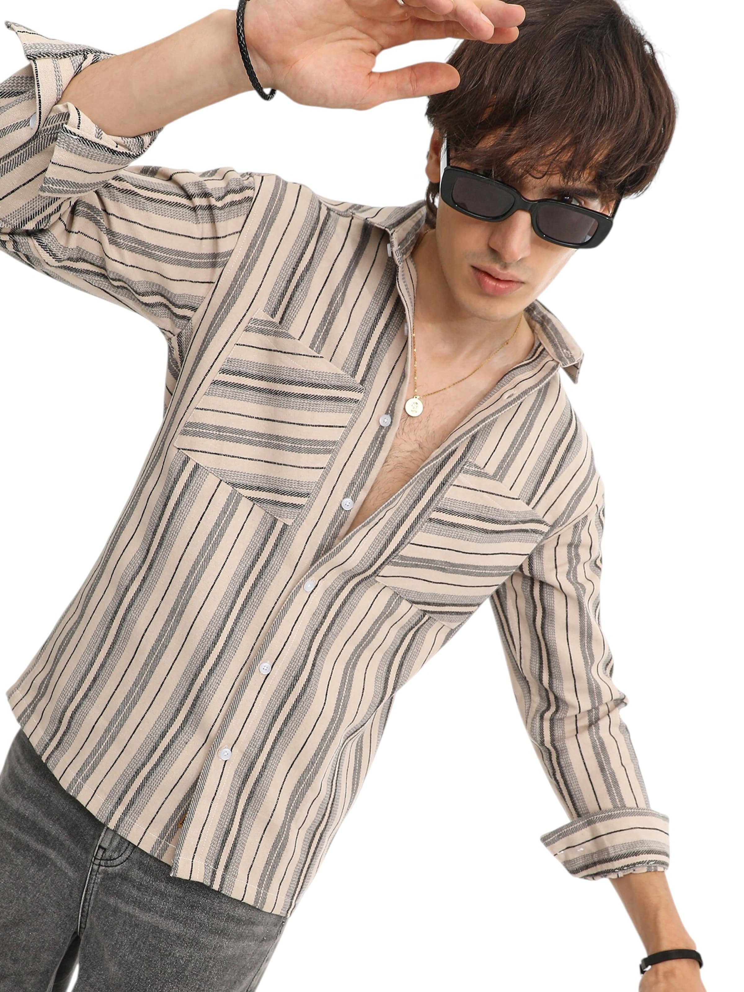 Campus Sutra Comfort Fit Πουκάμισο 'Zibiah' σε μπεζ