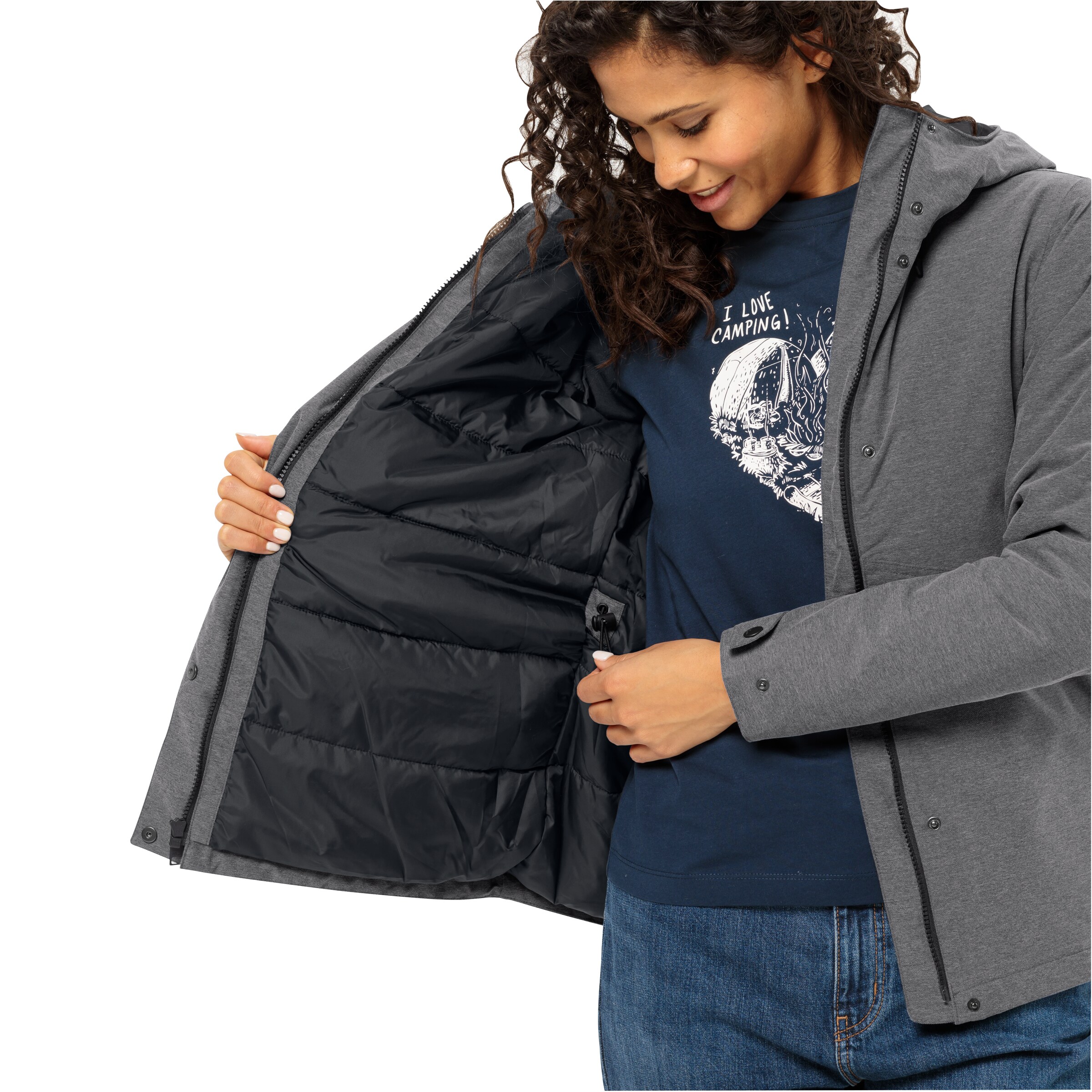 JACK WOLFSKIN Outdoorjas 'Snowy Park' in Grijs