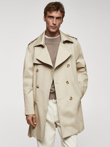 MANGO MAN Between-Seasons Coat in Beige: front