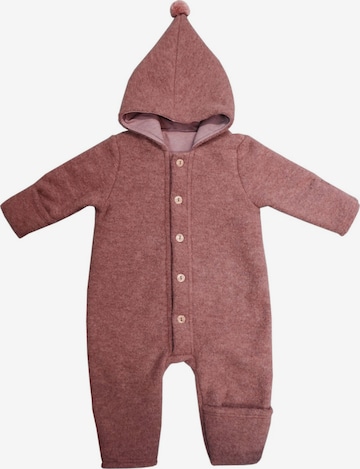 MAXIMO Dungarees 'GOTS BABY-Overall, Wollfleece Jerseyfutter, Knöpfe, Pompon' in Red: front