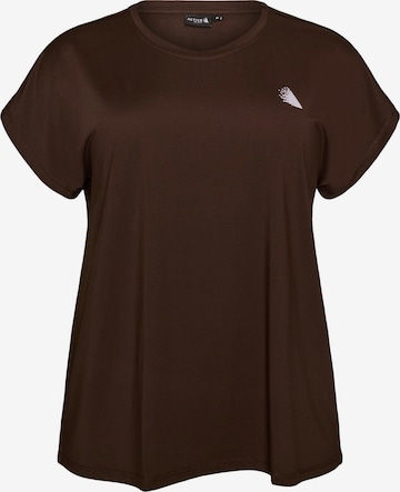 Active by Zizzi T-shirt 'ABASIC' in Braun: Vorderseite