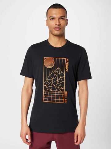 ADIDAS TERREX Performance Shirt 'Mountain Fun Graphic' in Black: front