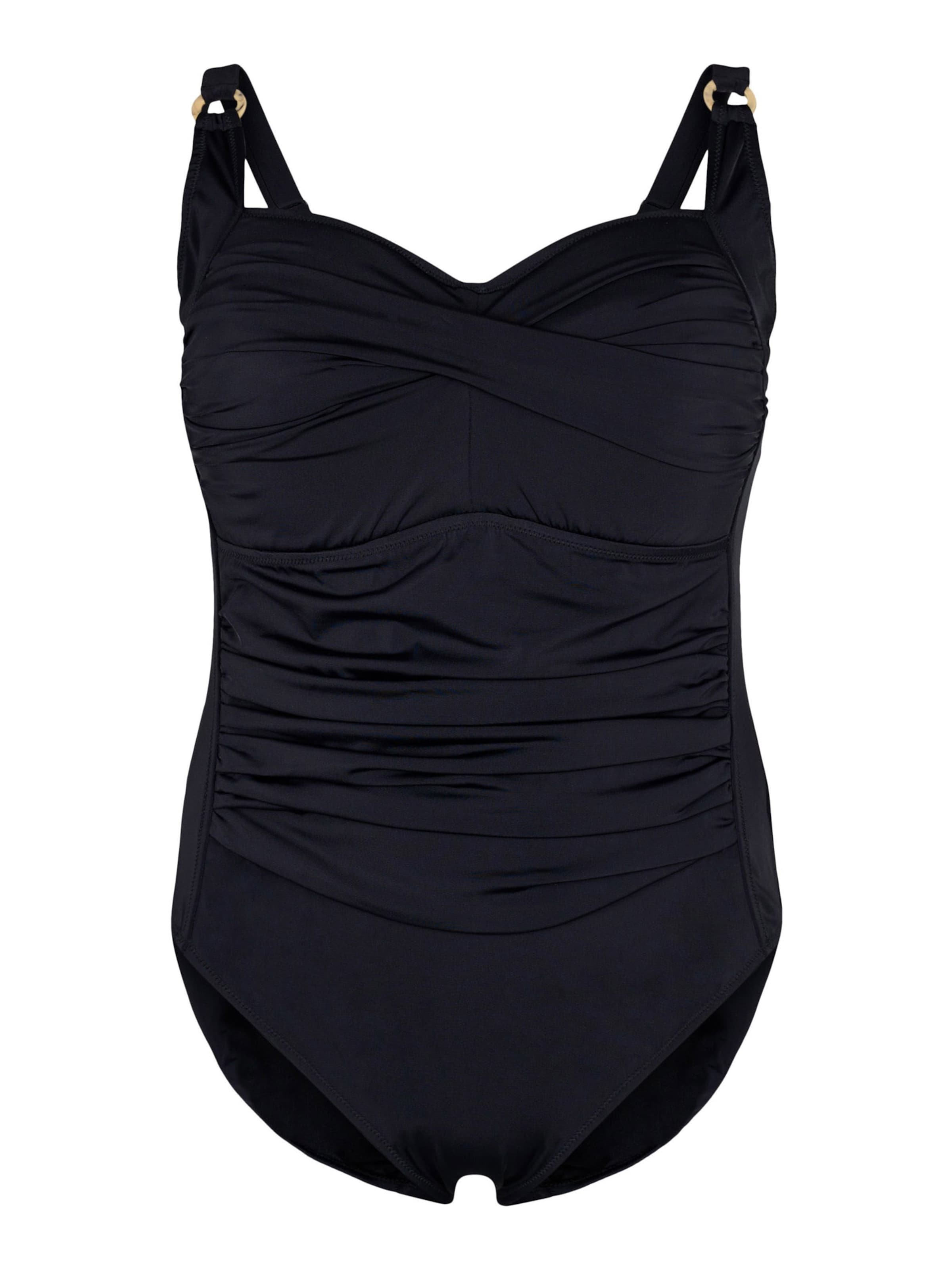 Swim by Zizzi Bustier Badpak 'Casdenia' in Zwart: voorkant