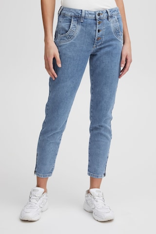 PULZ Jeans Loosefit Jeans 'Malvina' in Blauw: voorkant