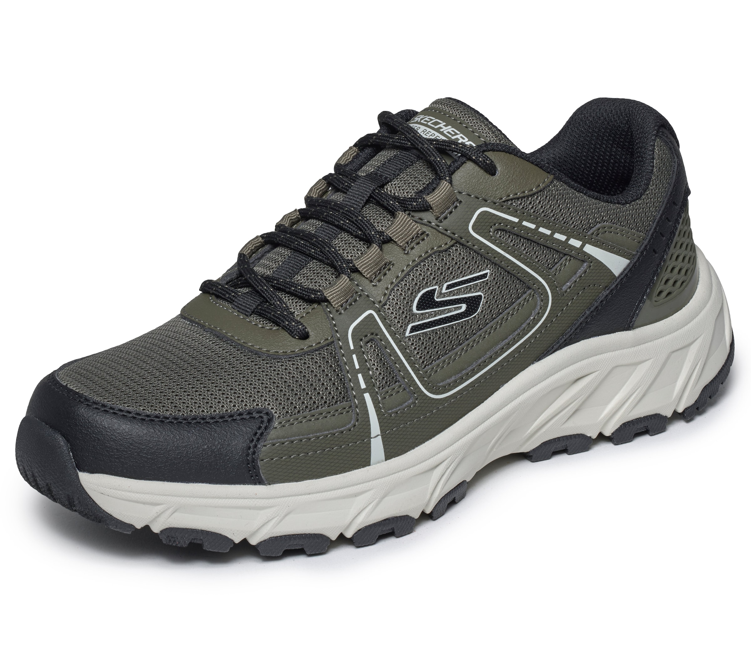 SKECHERS Poolsaabas 'Hillcrest 2.0 - Sabbaday Falls', värv roheline: eest vaates