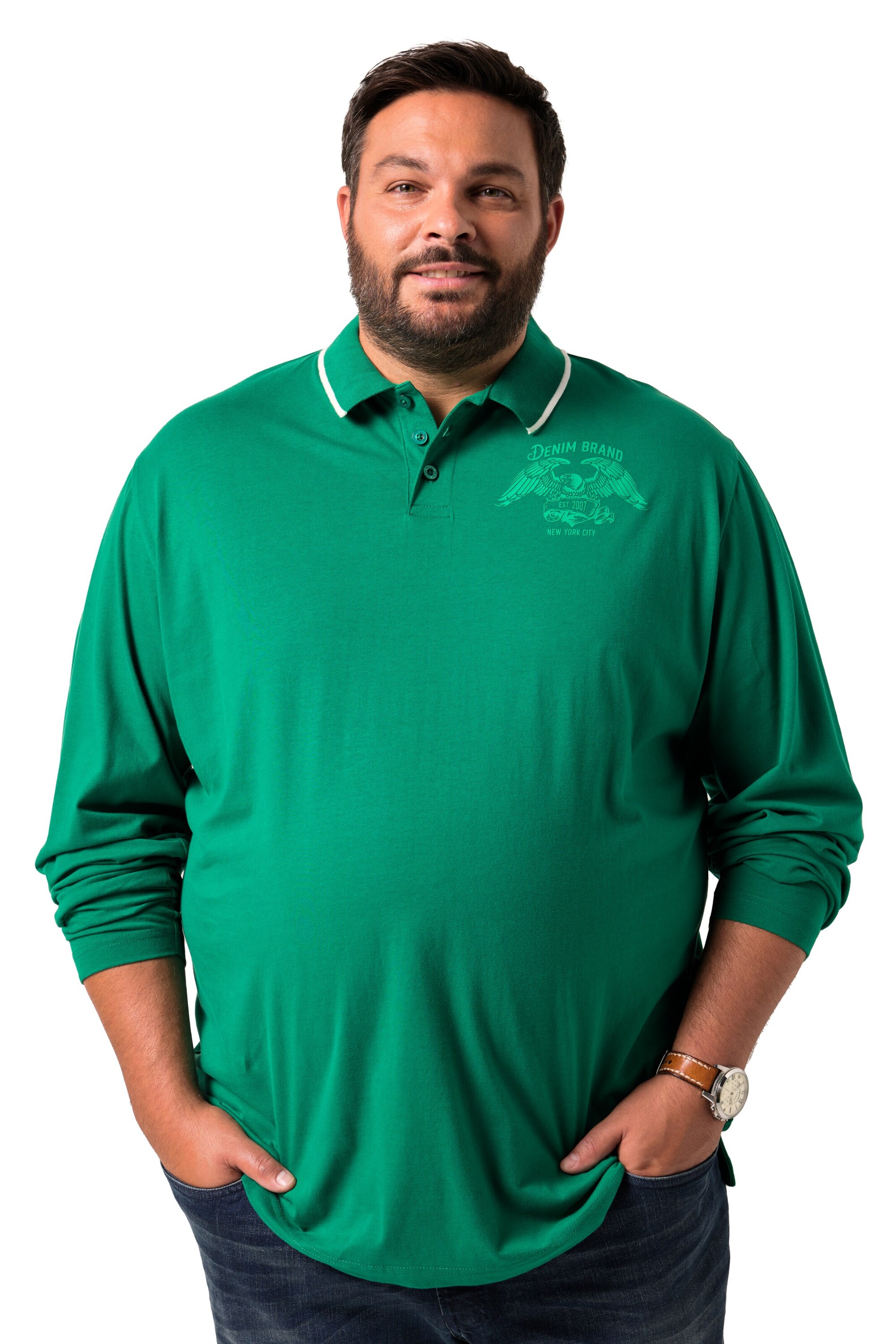 Men Plus Shirt in Groen: voorkant