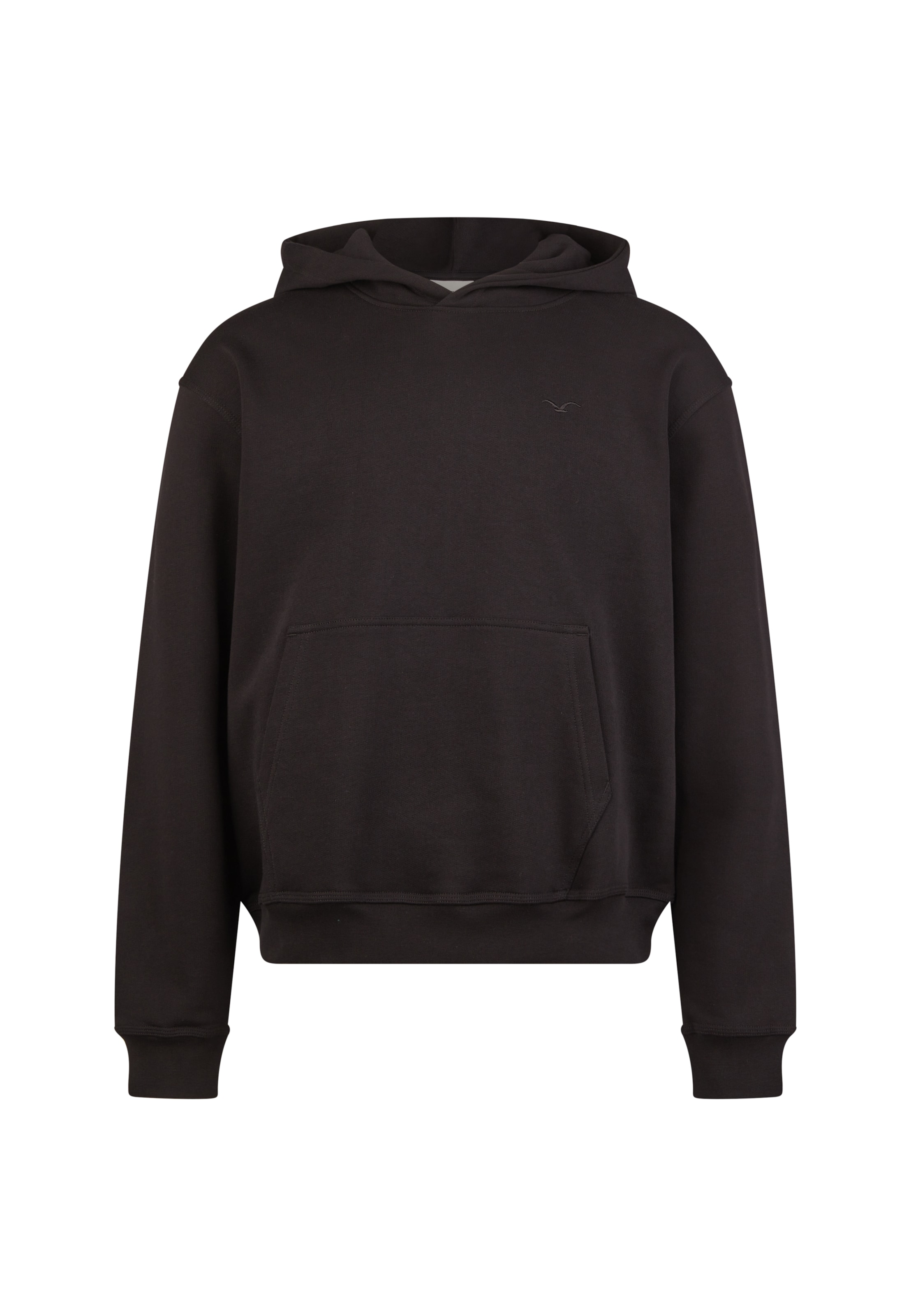 Cleptomanicx Kapuzenpullover 'Boxy Hooded Ligull Boxy Crop' in Schwarz: Vorderseite