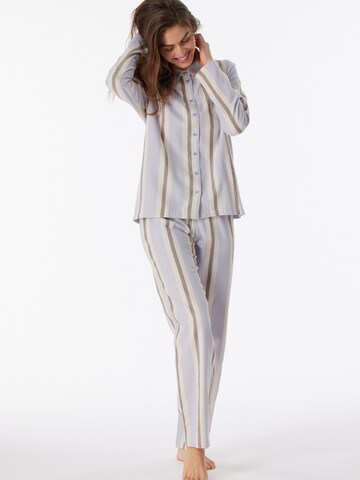 SCHIESSER Pyjama ' Selected Premium ' in Blauw: voorkant