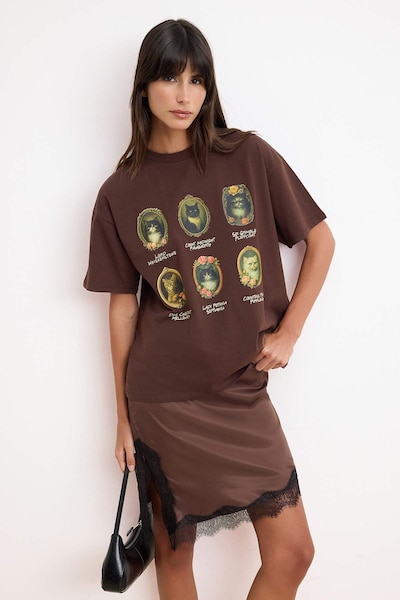 Trendyol Shirts i XS i brun / citron / kiwi / sort, Produktvisning