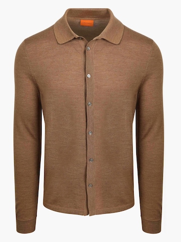 Suitable Slim fit Overhemd in Bruin: voorkant