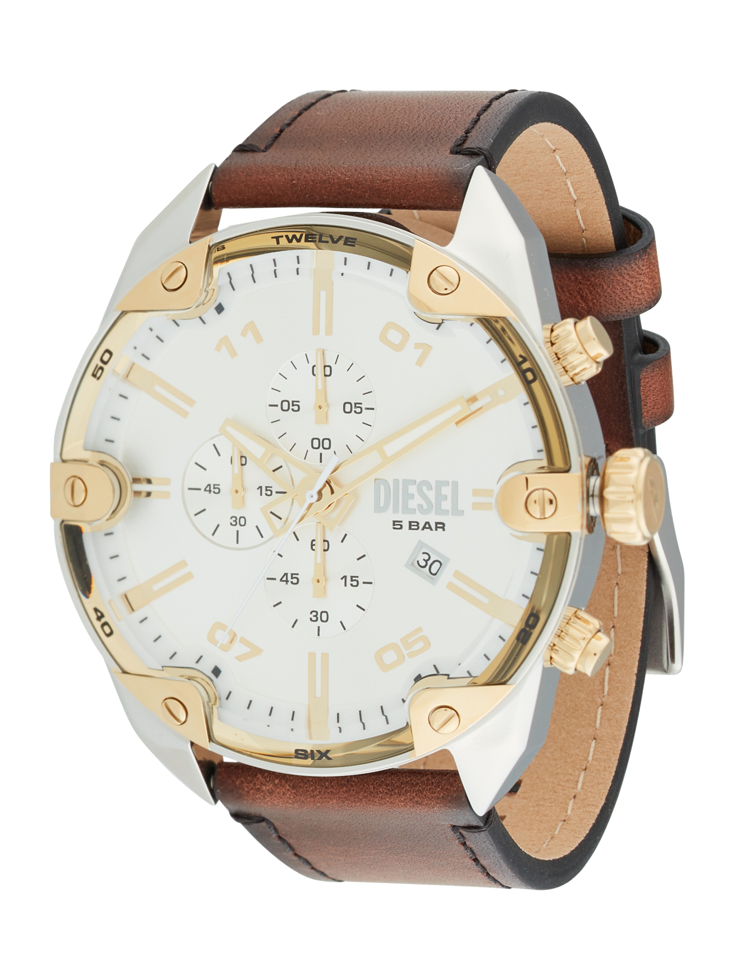 Orologio analogico 'SPIKED' di DIESEL in marrone: frontale