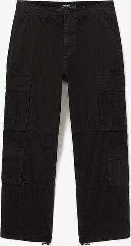 Pull&Bear Loosefit Cargo nadrágok - fekete: elől