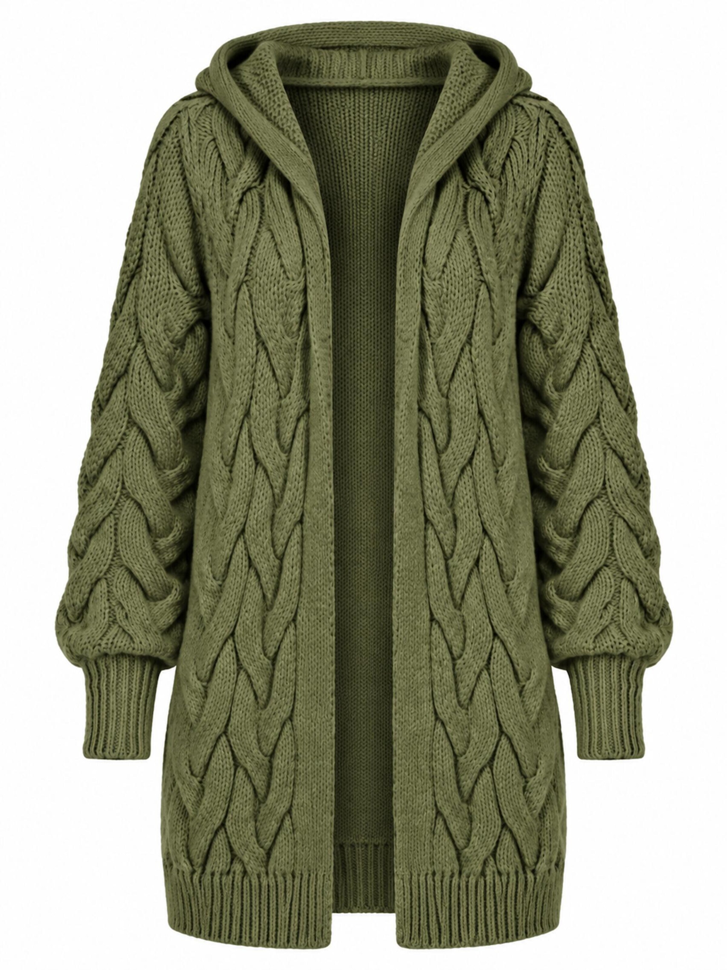Worldclassca Strickjacke 'Worldclassca Strickjacke Lang mit Kapuze'‌‌‌‌‌‌‌‌ in Grün