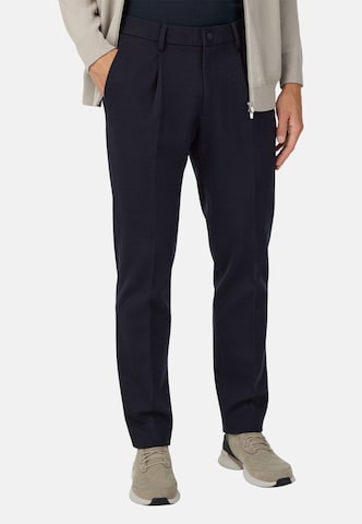 Boggi Milano Regular Bandplooibroek 'B Tech' in Blauw: voorkant