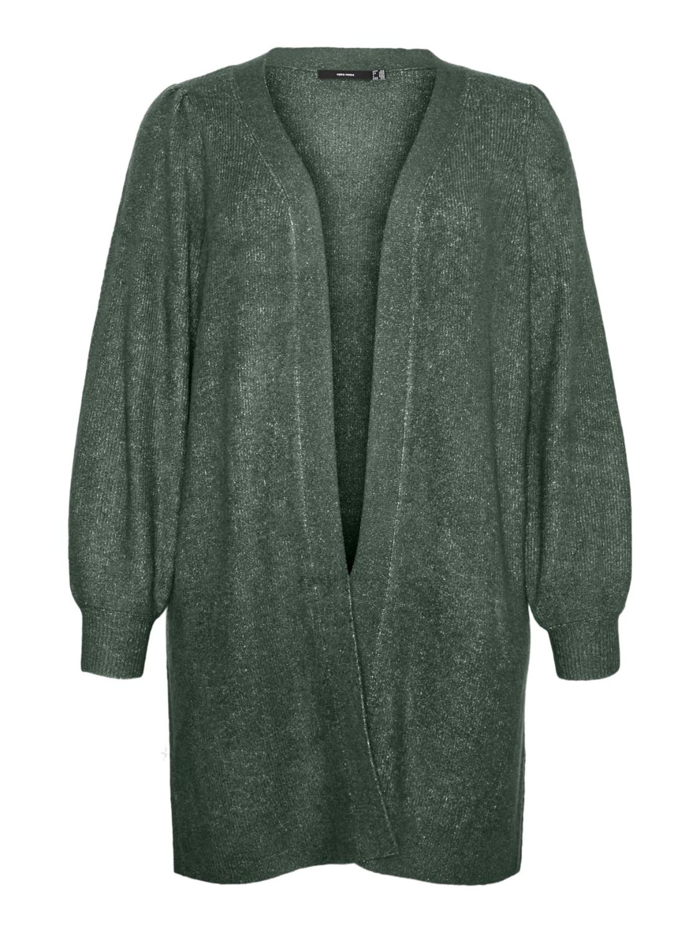 Vero Moda Curve Πλεκτή ζακέτα 'VMRUBELLEFILE' σε πράσινο: μπροστά