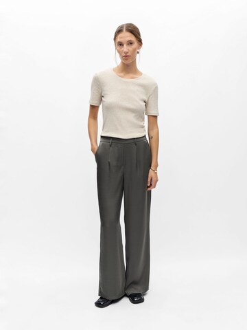 OBJECT Wide leg Pleat-front trousers 'OBJChilli' in Grey