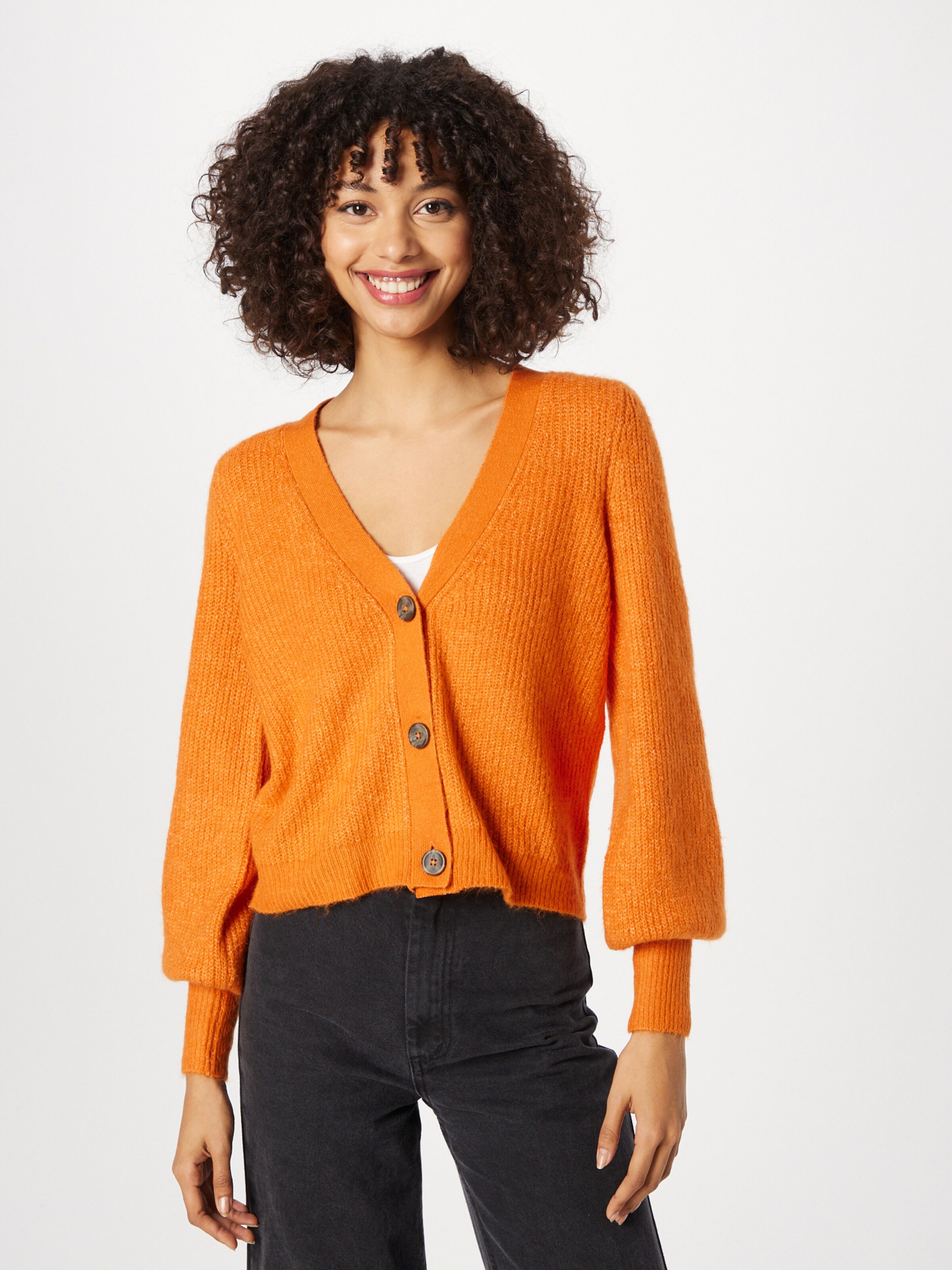 JDY Knit Cardigan 'DREA' in Dark Orange 