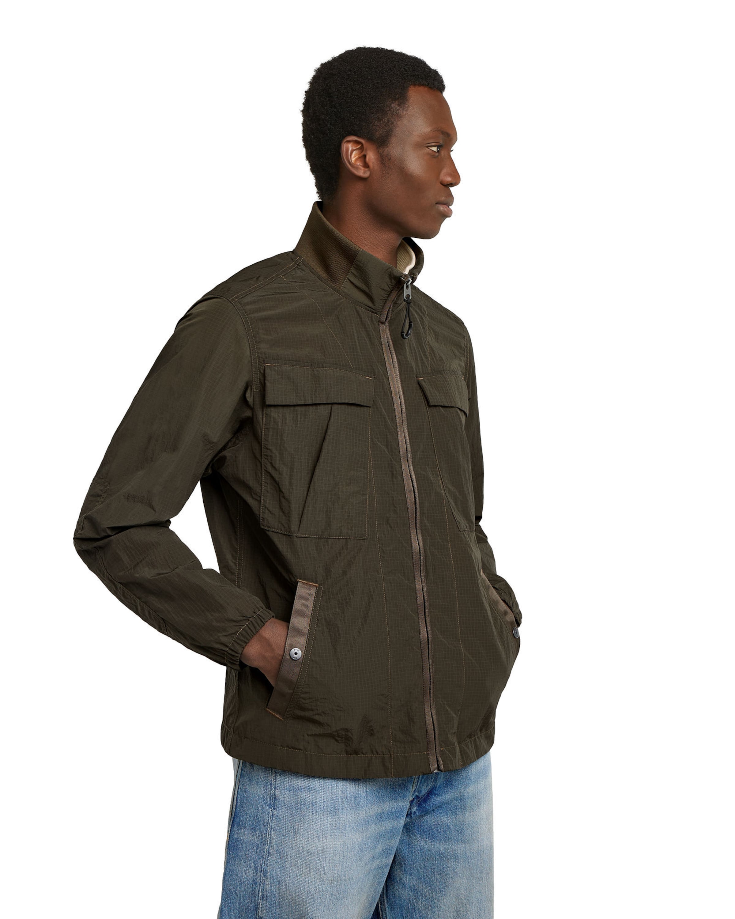G-STAR Slim fit Overhemd 'Cargo Pocket Overshirt' in Bruin