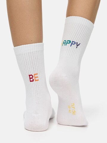 Chaussettes ' Good Vibes Motiv Statement Socken Tennissocken ' Nur Die en blanc