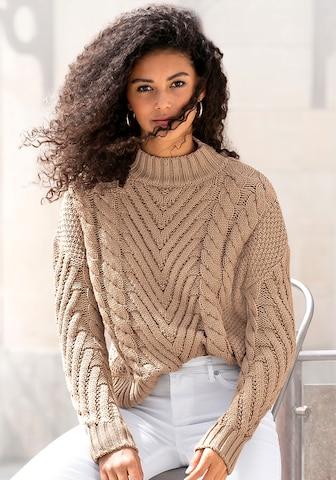 LASCANA Sweater in Beige: front