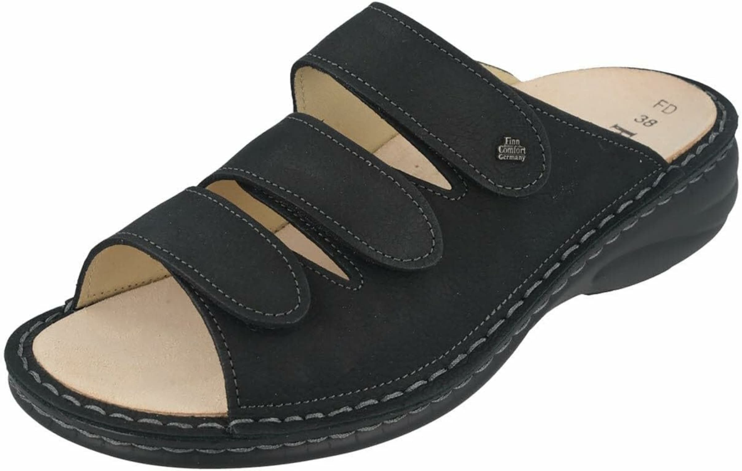 Finn Comfort Pantolette in Schwarz: Vorderseite