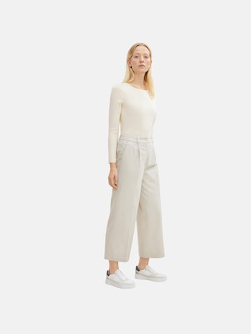 Wide Leg Pantalon à plis TOM TAILOR en beige