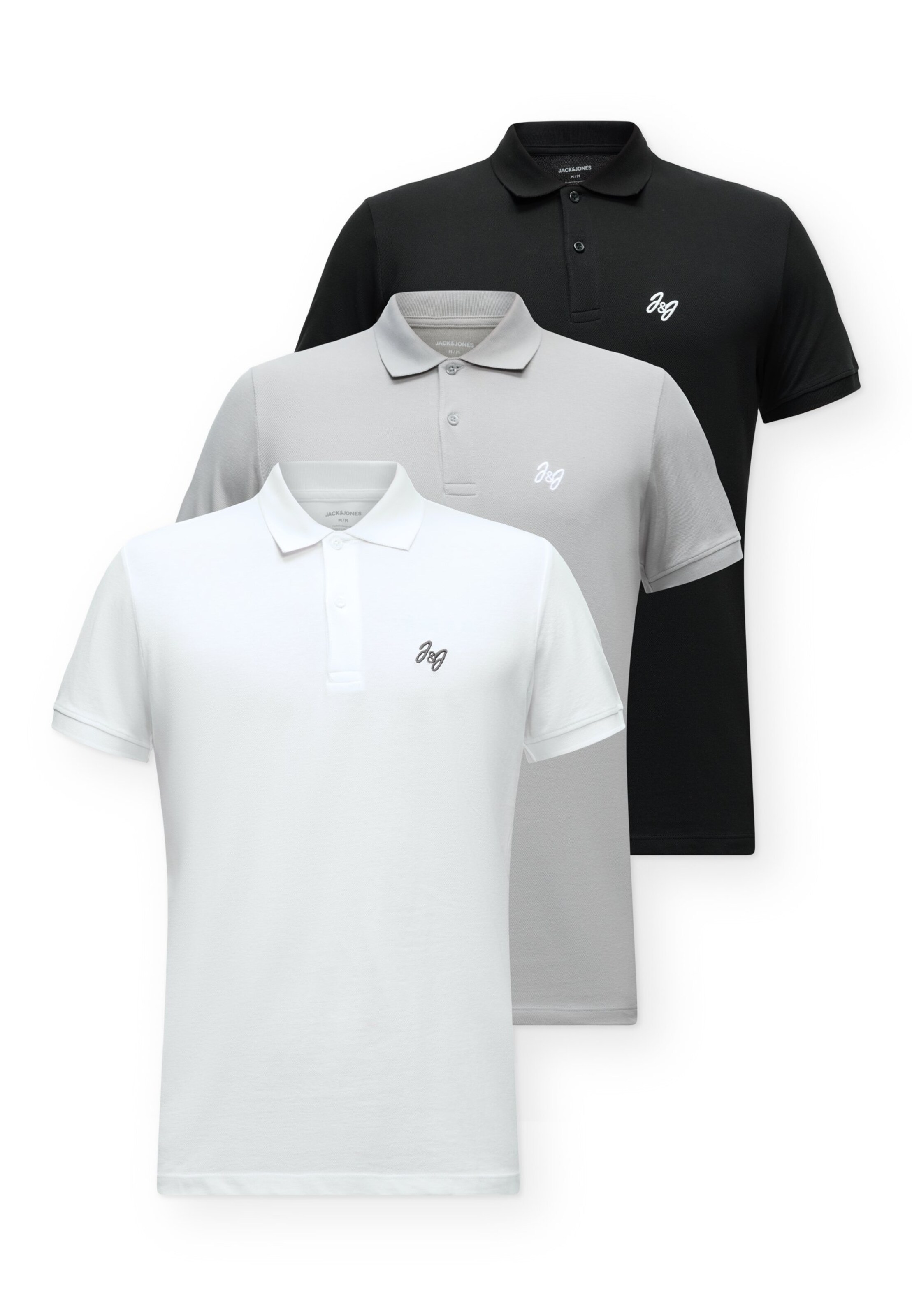 JACK & JONES Majica 'JWHJOSEPH' veličine S u svijetlosiva / crna / bijela, Pregled proizvoda