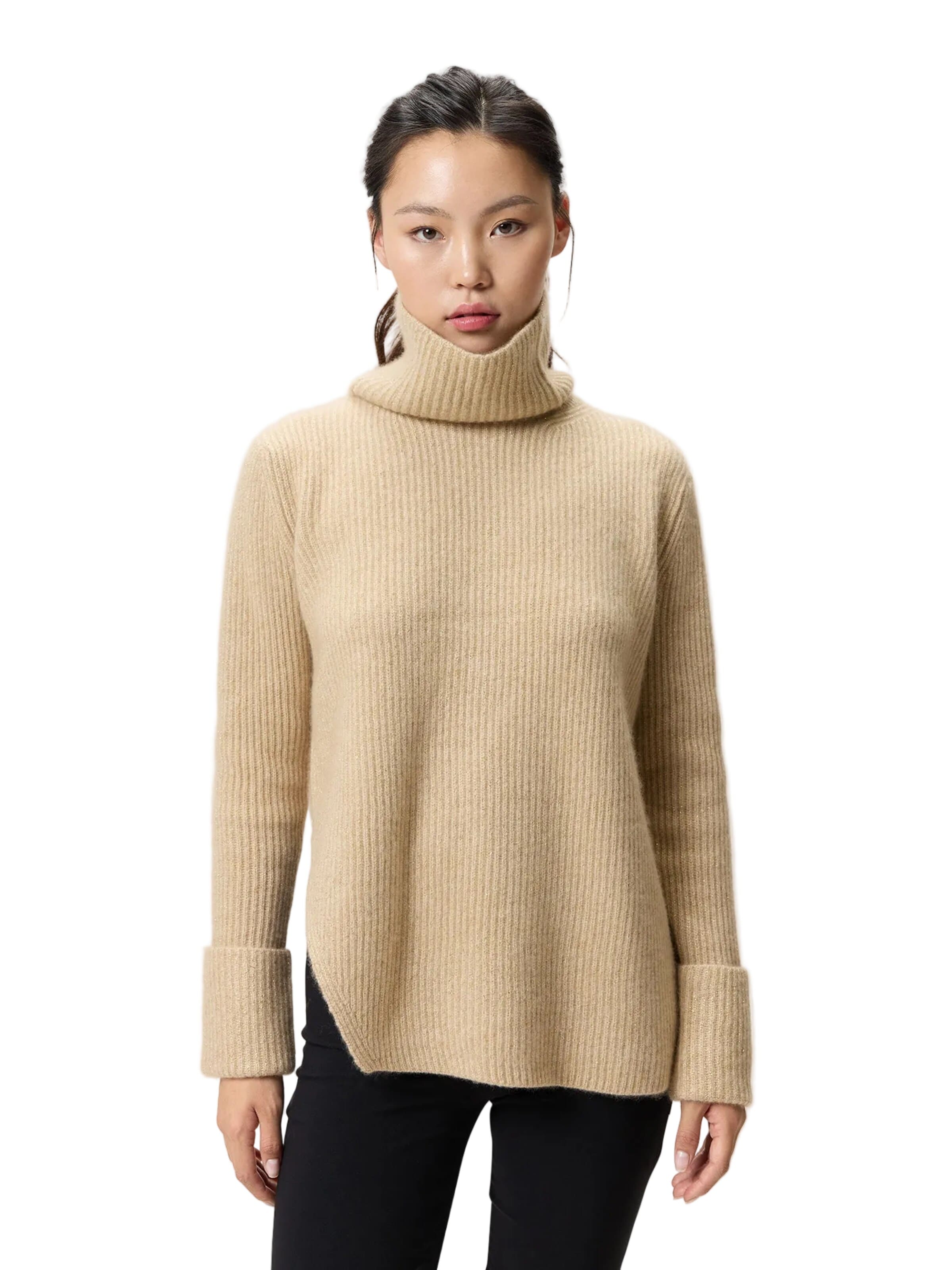 GOBI Cashmere Tröja 'Cashmere Sweater with Detachable Collar' i beige: framsida