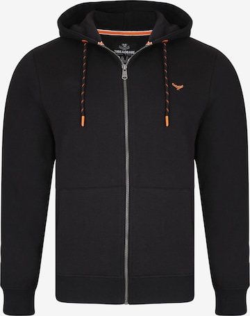 Threadbare Zip-Up Hoodie 'Tangerine' in Black: front