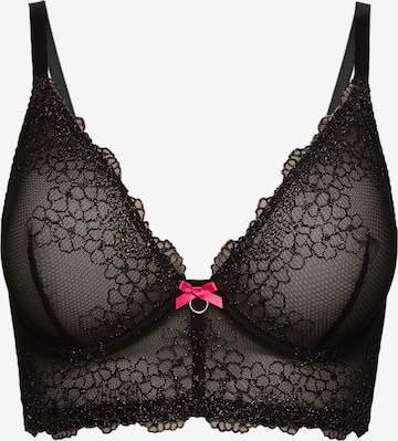 La Muel Lingerie Push-up Bra 'longline embroidery' in Black: front