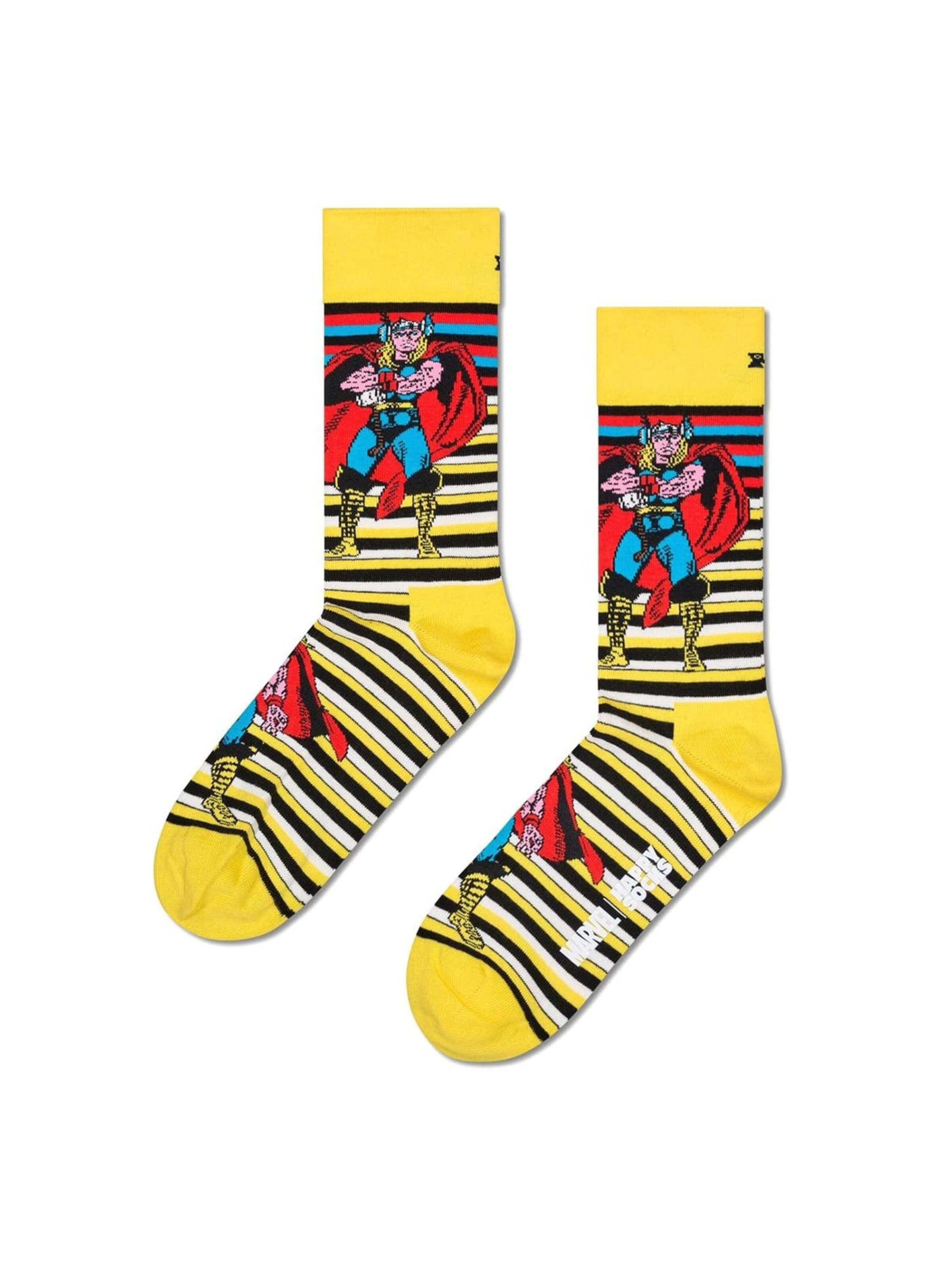 Happy Socks Chaussettes 'Marvel Thor Sock' en 41-46 en jaune, Vue avec produit