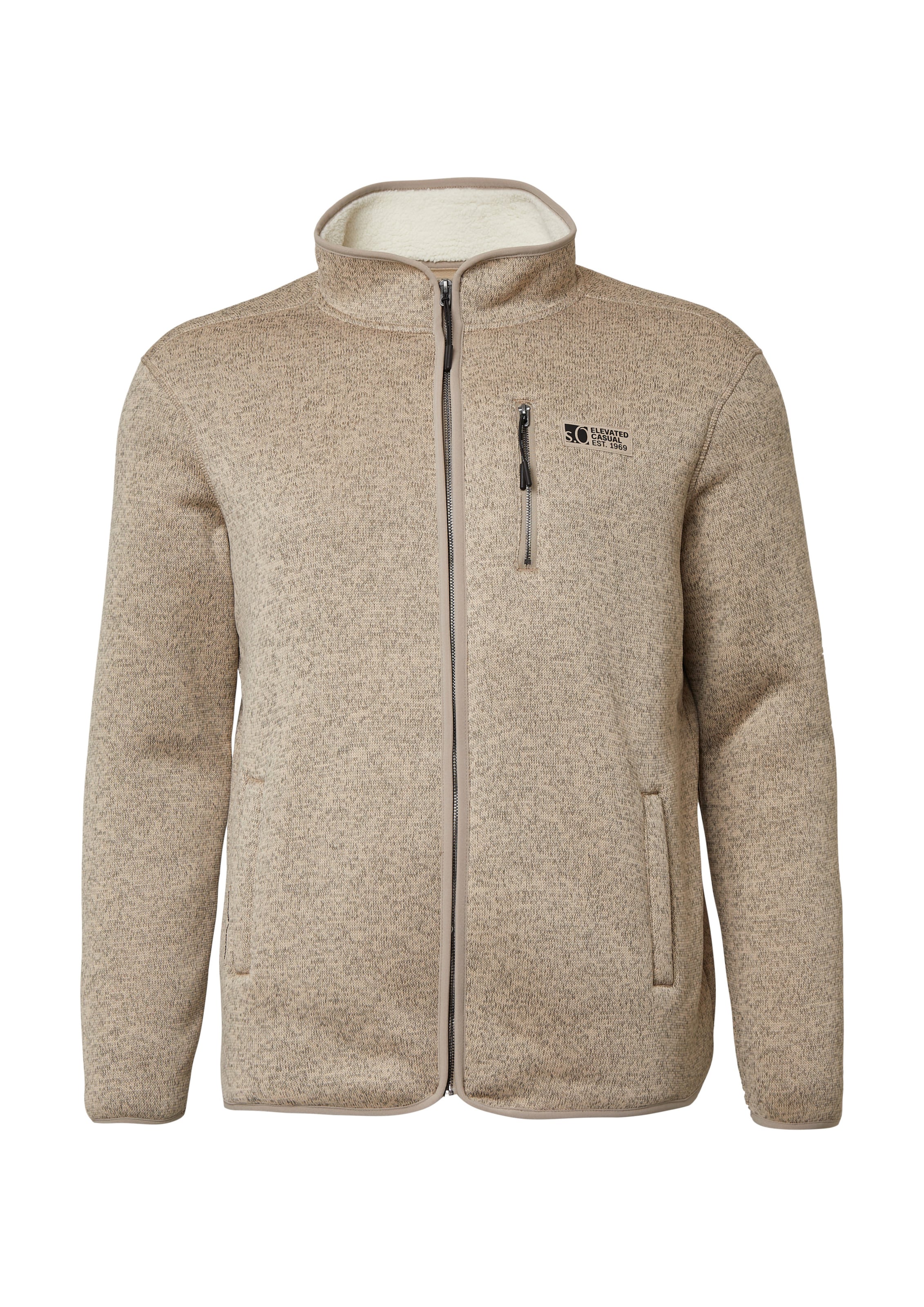 s.Oliver Fleece jacket in Beige: front