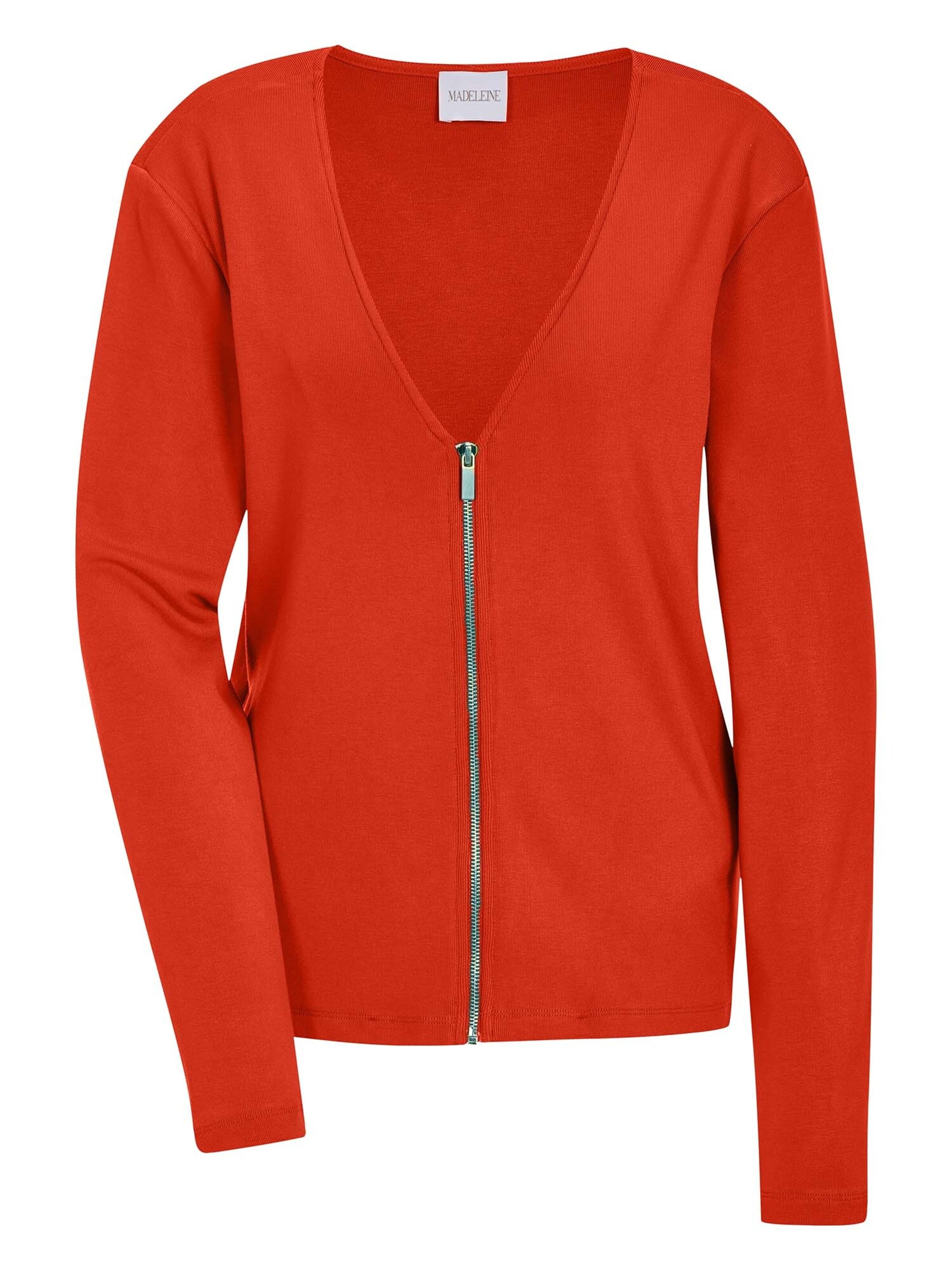 MADELEINE Gebreid vest in Oranje: voorkant