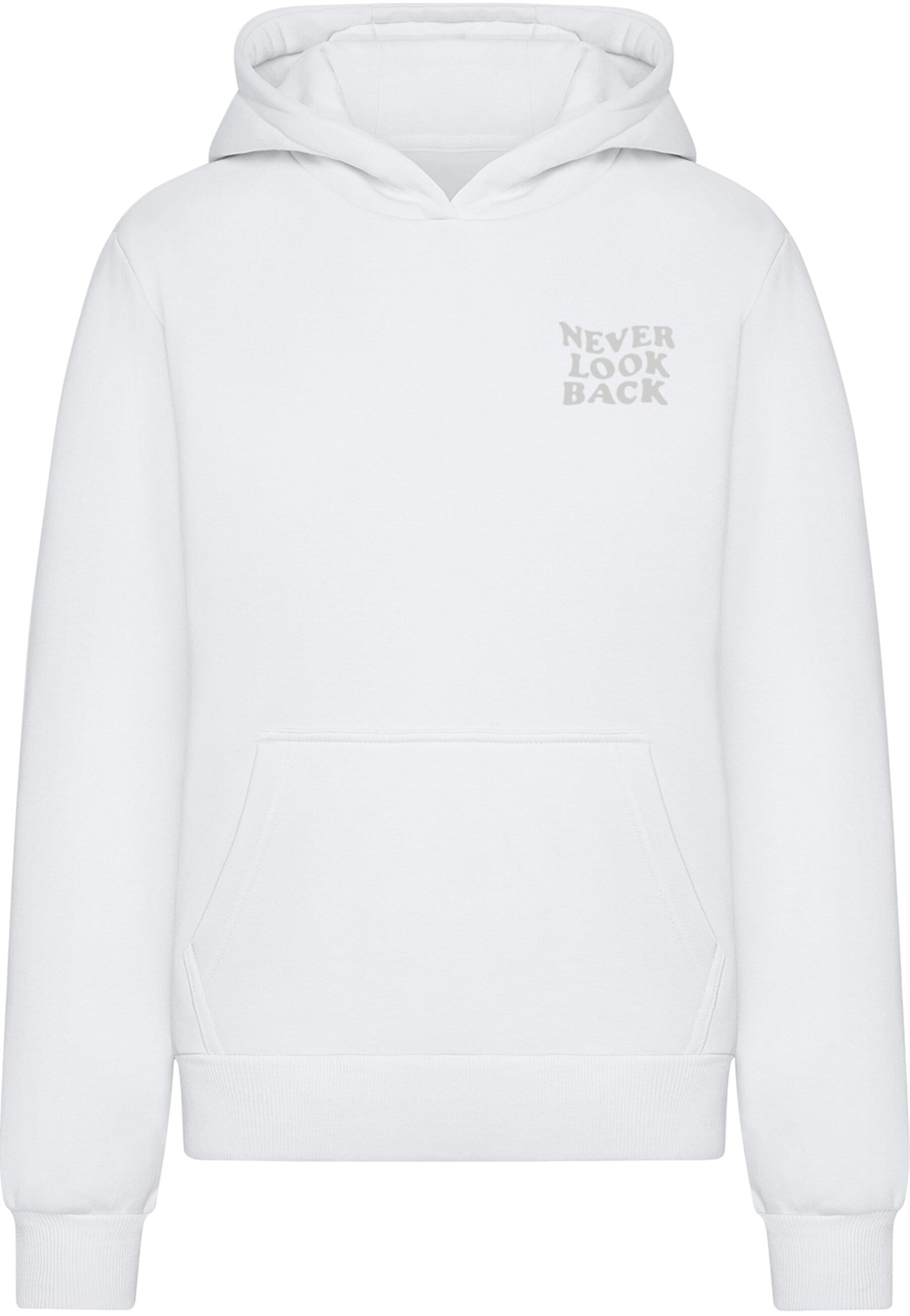 Sweat-shirt 'Never Look Back' Miss Tee en blanc : devant