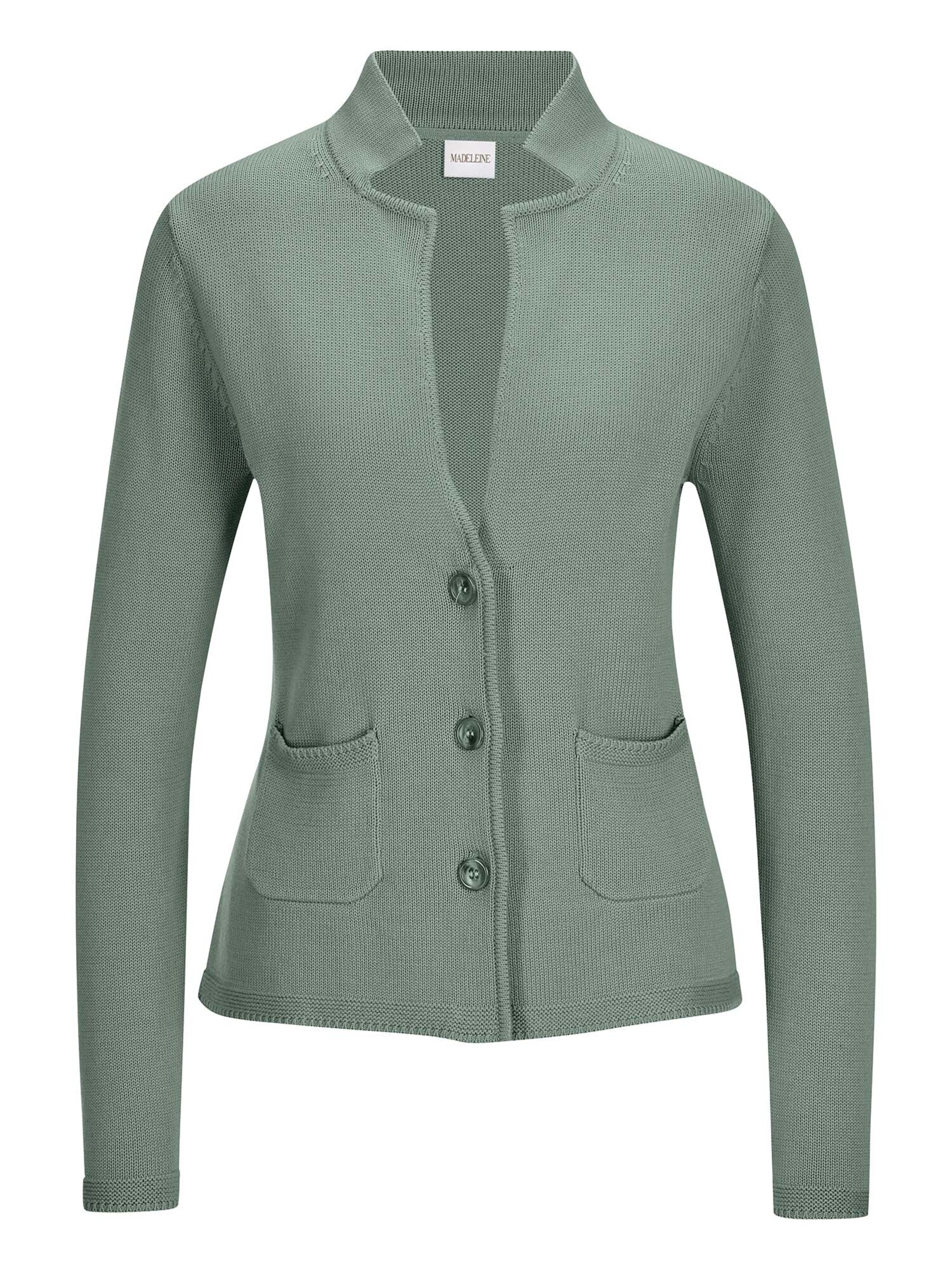 MADELEINE Gebreid vest in Groen: voorkant