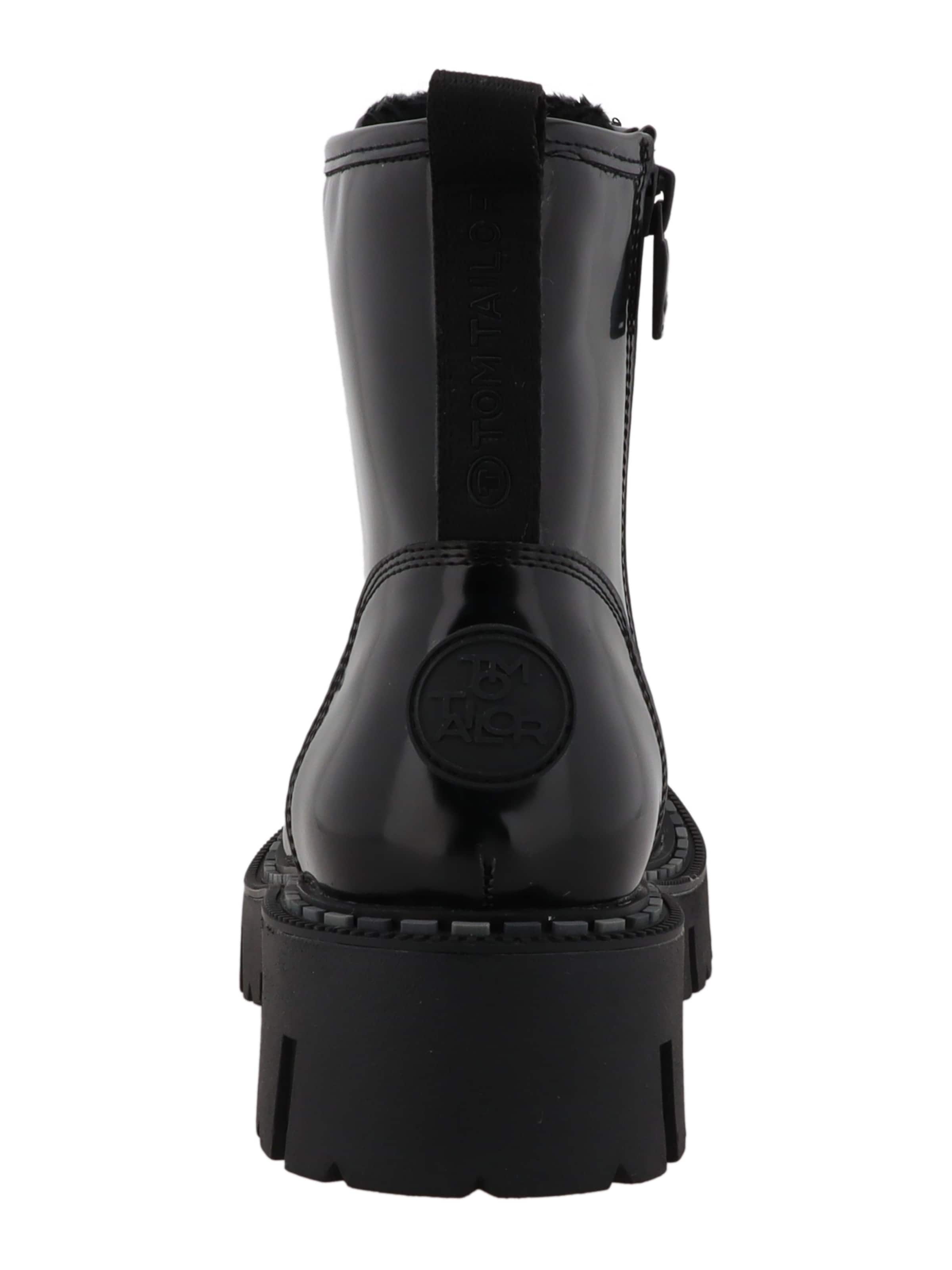 TOM TAILOR Gležnarji z vezalkami | črna barva