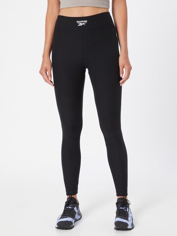 Skinny Pantaloni de la Reebok pe negru: față