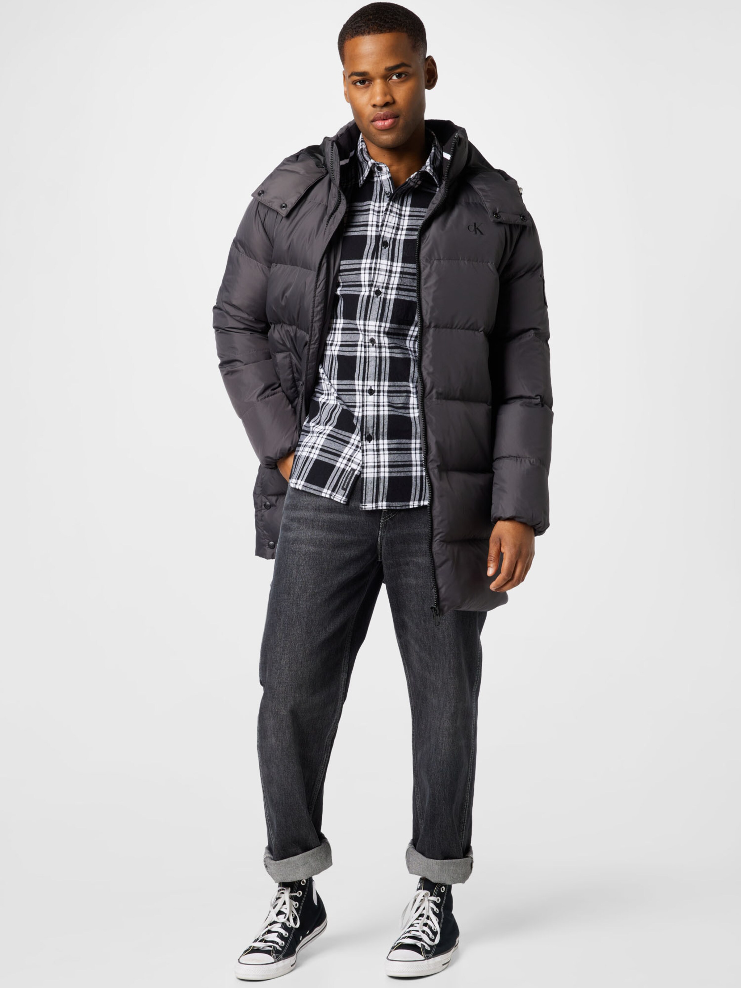 Homme Manteau d’hiver Calvin Klein Jeans en Gris Foncé 