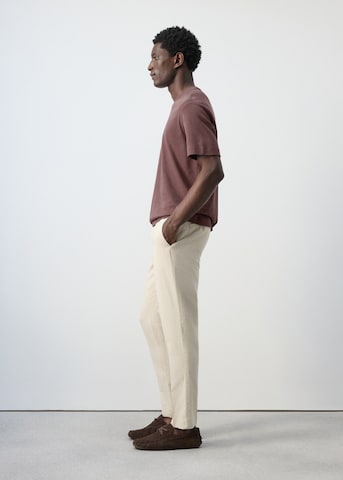 MANGO MAN Slim fit Pleated Pants 'Soren' in Beige